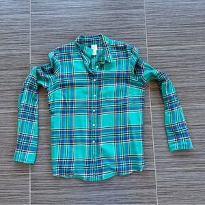 J. Crew 100% cotton button down Plaid Shirt in Green and Blue size 10